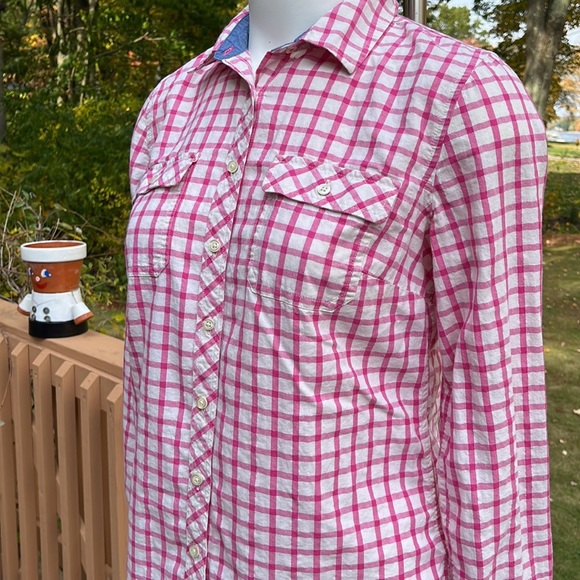 Talbots gingham shirt w/metallic thread S-M - Picture 3 of 11